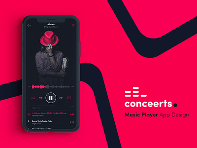 Conceerts - Music Player App / Logo Design app artist dark iphone x material ios social logo mobile music music app playlist player spotify apple google deezer stream ui ux