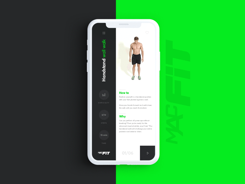 Macfit - Exercise Page Redesign animation app branding clean concept daily design fitness gym health iphone x mobile musle ui ux