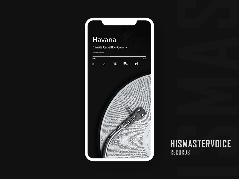 His Master Voice Records - App Design animation app branding clean daily dark design music plaque player record typography ui ux vinyl