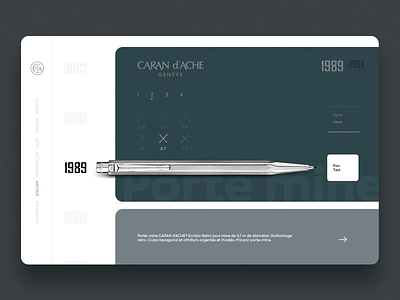CARAN d'ACHE® - Website Design card clean design encyclopedia graphics illustration model pen pencil retro ui ux vintage web year