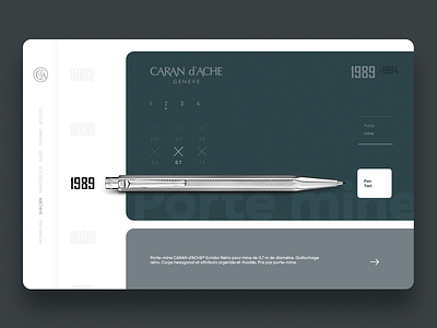 CARAN d'ACHE® - Website Design card clean design encyclopedia graphics illustration model pen pencil retro ui ux vintage web year