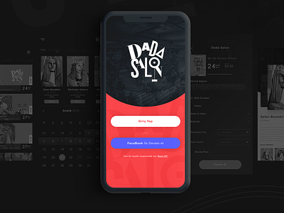 Okan Bayülgen / Dada Salon - App Design app app concept branding clean concept dark design illustration iphone x poster theater ticket typography ui ux