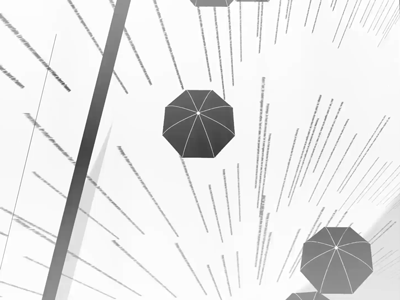 Rainy day 3d black and white font rain umbrella
