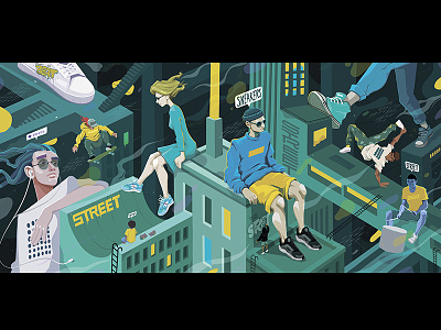 «CITY» illustration for STREET BEAT shop art beat city color illustration ipad pro procreate showcase sneakers street street art