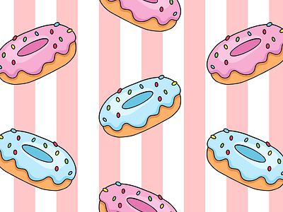 Donut, seamless vector pattern, hand drawn