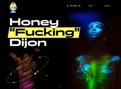 Honey Dijon's Concept Website black girl magic colorful colors concept design dark theme dark theme ui dark ui design dj futuristic gradients music shop ui website website design
