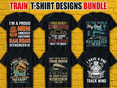 Train T Shirt Designs Bundle best train t shirt bundle graphic design illustration logo merch by amazon print on demand train svg train t shirt train t shirt design train vector typography