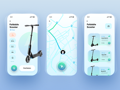 E-Scooter app dashboard electric escooter green minimal ui ux vehicle