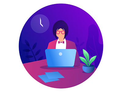 Freelancer Illustration blue browsing dark freelance fresh girl illustration modern new night purple working