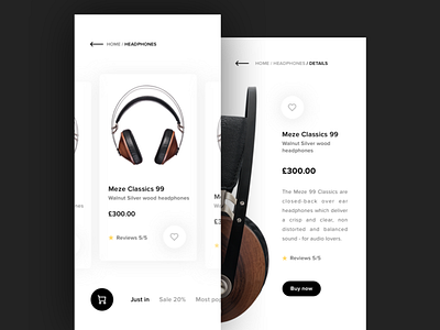 Headphones app app concept cards classic ecommerce headphones iphone x minimal sale selling shopping