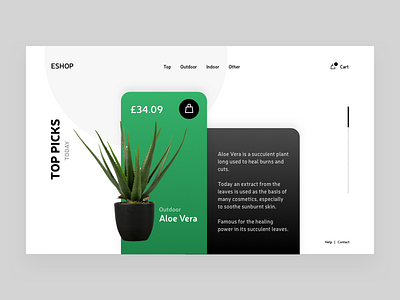 Plant Website Page aloe vera app art buy buyer buying checkout classic ecommerce green landing minimal modern online plant plant shot purchase showcase water website