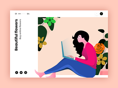 Landin page animation app branding concepts flower illustration iphone x minimal modern website