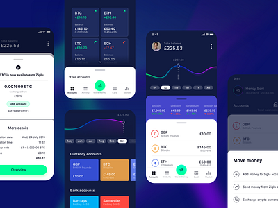 cryptocurrency app accounts animation app bitcoin bitcoin wallet branding crypto wallet cryptocurrency finance fintech graphs insights ios iphone x mobile modern receipt