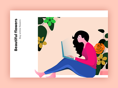 illustration animation bitcoin brand business colour crypto flower girl illustrator landing pages laptop website header