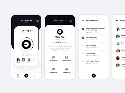 Freelancer's app animation app brief check list dashboard design freelance designer freelancer freelancer res ios iphone x projects timeline uber vector