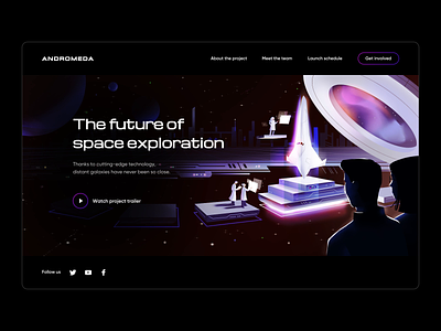 Space Web UI - Andromeda 🪐🛸🚀 adromeda animation astronaut future futuristic parallax planets portal product development space spacetime stars ui website