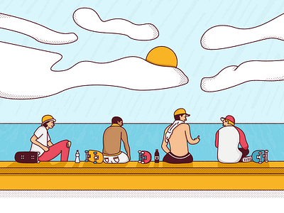 After Session beach beer break illustration relax sk8 skate skateboarding sun