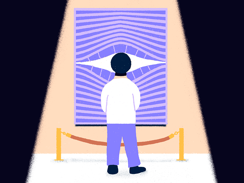 The art of looking tourist watching looking illustration museum artwork eye art