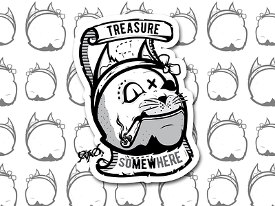 Treasure Cat B/W