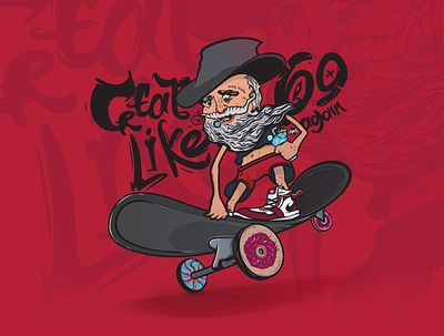 Like 69 again 69 air jordan art candy character design grandpa graphic illustration old man skate skateboard
