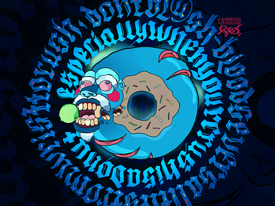 Donut acid art calligraphy collab dessert donut glowing graphic illustration in situ vector