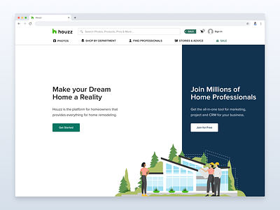 Houzz Visitor Home Page branding illustration ui ux web