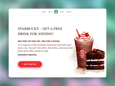 Get started (Starbucks) button coffee get started pop up redesign starbucks ui web window