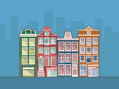 Amsterdamn amsterdam building buildings city flat holland illustration line window