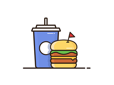 Burger & Shake burger cheeseburger food icon illustration milkshake