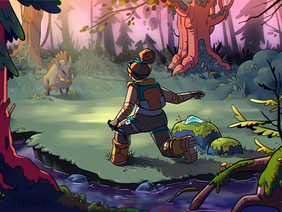 The fiend adventure digital forest illustration sprite