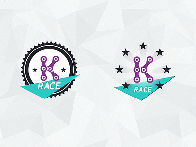 Mah.. app badge bike chain cyan cycling illustration logo logotype mtb purple stars triangular vector wheel wip