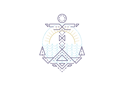 Anchor anchor geometric icon icon design line art nautical sailor sea sun