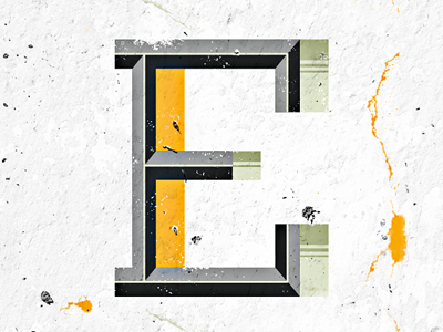 E alphabet drop cap e geometry illustration letter letterforms lettering letters texture type typography vector wall yellow