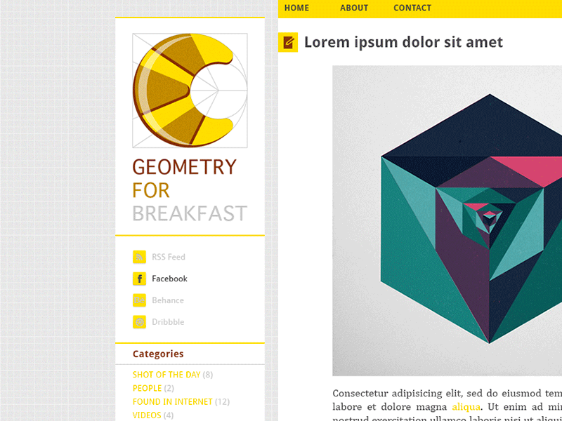 blog layout blog breakfast croissant geometry graphic grid square web website yellow