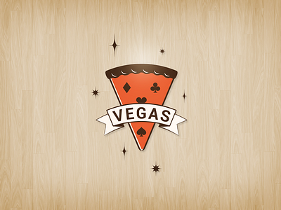 Vegas Pizza branding clubs diamonds graphic hearts identity las vegas logo mark pizza red shop spades vector vegas wood