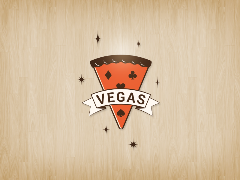Vegas Pizza pizza vegas las vegas shop logo identity branding mark vector wood graphic red spades hearts diamonds clubs