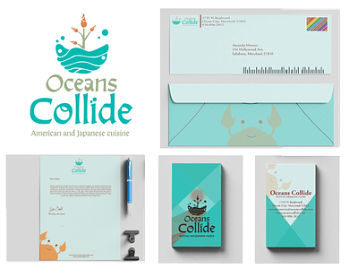 Oceans Collide: Stationary Package branding design illustration logo