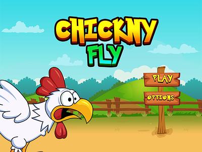 Chickny Fly Game Screen chicken color fly game game graphic game graphics nature red rooster white