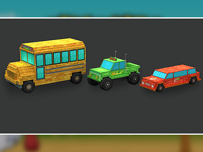 Voxel Vehicle 3d bus crossy game vehicle voxel yellow