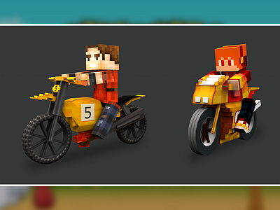 Voxel art Bike and rider