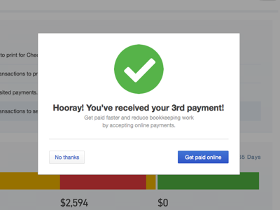 Payments milestone in QuickBooks design web