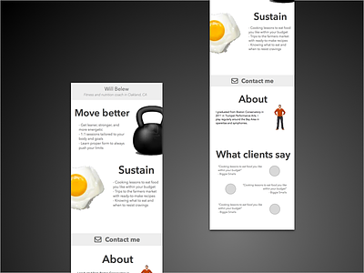 Personal trainer site concept web design