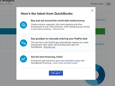 QuickBooks: What's New this month (Variant II) icons web