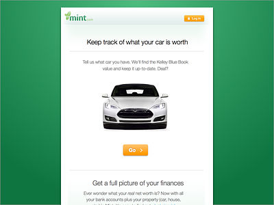 Mint Car Value Tracking design email