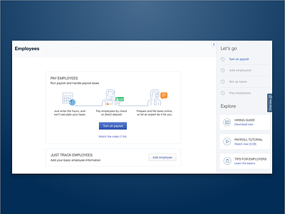 QuickBooks: payroll onboarding redesign design product