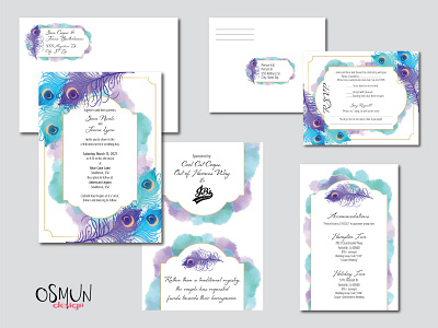 Peacock Wedding Stationary graphic design illustration stationery vector