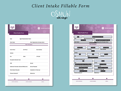 Client Intake Fillable Form acrobat branding fillableform form graphic design vector