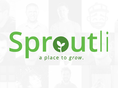 Sproutli - a place to grow. green grow growth identity logo sprout white