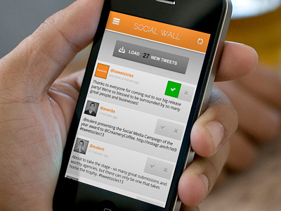 v2.0 Mobile Version analytics dashboard engagement grey iphone mobile orange social social media