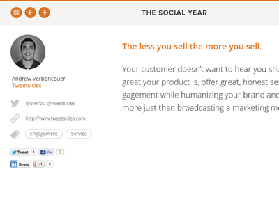 The Social Year v0.1 blog grey open sans orange social social media white
